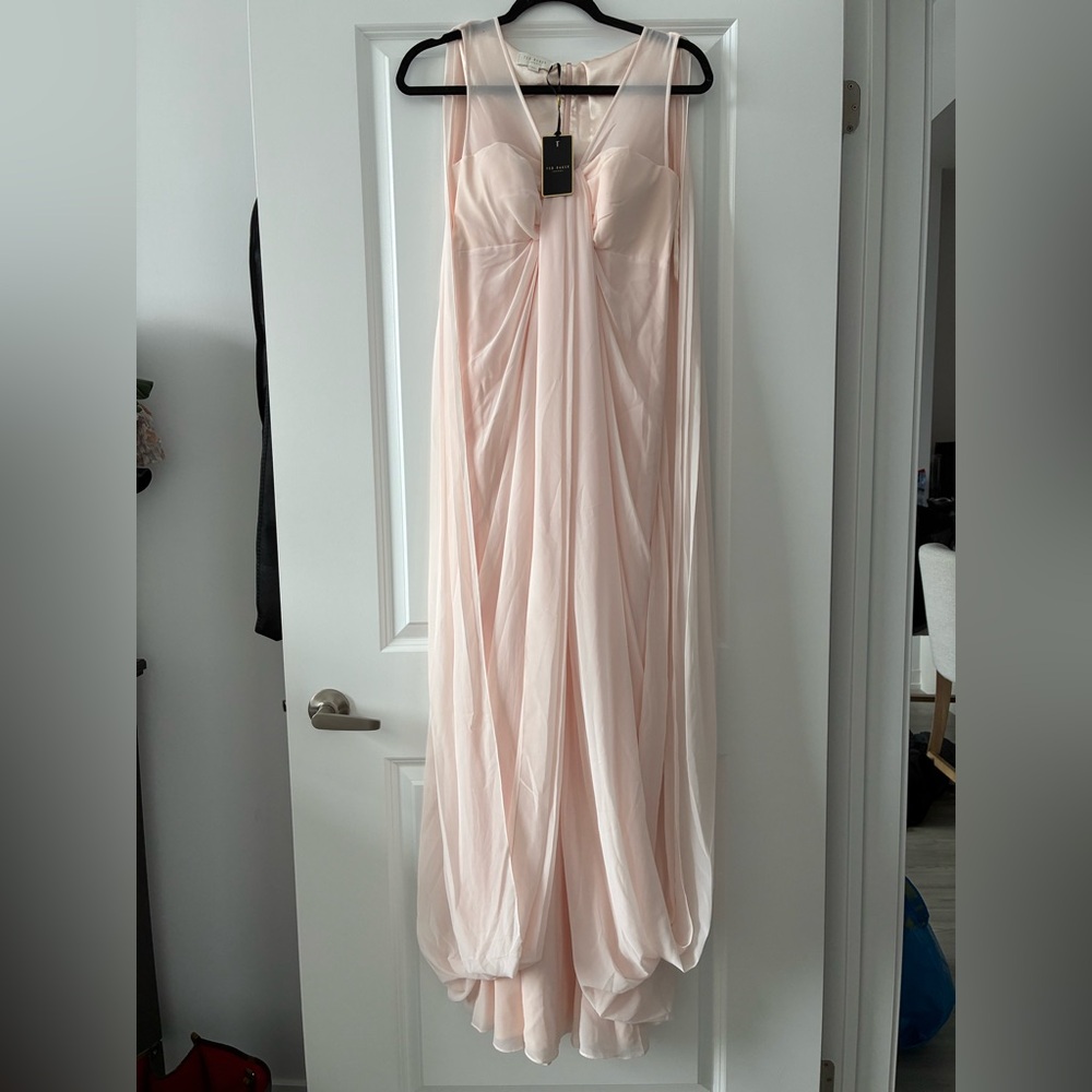 NWT Rare Ted Baker London Size 1 (US 4) Maxi Cape-Back Sweetheart Neckline Dress - Picture 2 of 10
